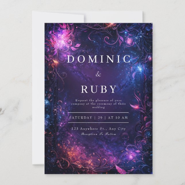 Celestial Galaxy Wedding Invitation (Front)