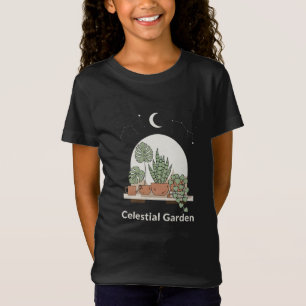 Celestial Garden Boho Houseplant Moon & Stars Art T-Shirt