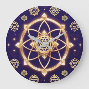 Celestial Geometry of Light — Sacred Pattern Large Clock