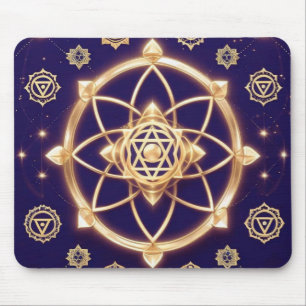 Celestial Geometry of Light — Sacred Pattern Mouse Pad