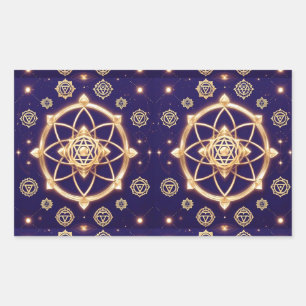 Celestial Geometry of Light — Sacred Pattern Rectangular Sticker