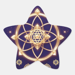 Celestial Geometry of Light — Sacred Pattern Star Sticker
