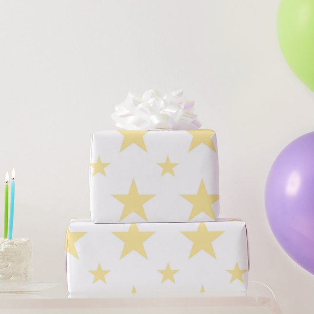 Celestial Girly Pastel Yellow Stars Pattern Spring Wrapping Paper (Party Gifts)