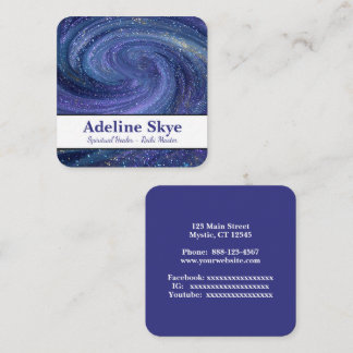 Celestial glittering swirl square business card