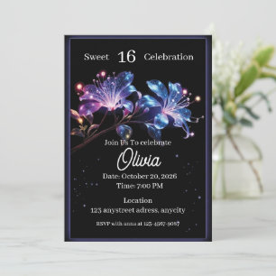 Celestial Glow Fantasy Flowers Invitation