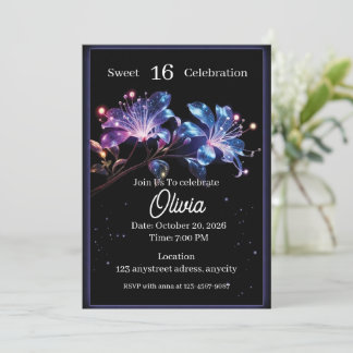 Celestial Glow Fantasy Flowers Invitation