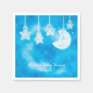 Celestial Glowing Stars & Moon Blue Sky Napkin