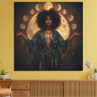 Celestial Goddess Afro Art – Stretched Canvas