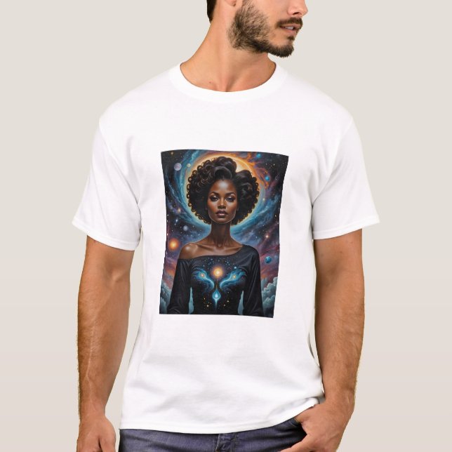 Celestial Goddess Cosmic Energy  Galaxy Art T-Shirt (Front)
