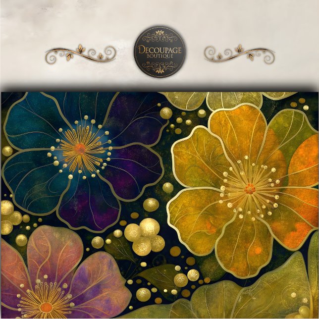 Celestial Gold Floral Decoupage Tissue Paper (Celestial Gold Floral Decoupage Tissue Paper)