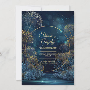 Celestial Gold Forest Circle Wedding Invitation