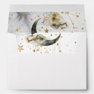 Celestial Gold Moon Stars Envelope