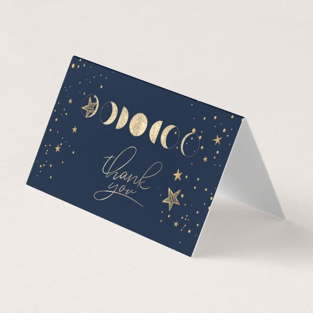 Celestial Gold Moons Stars Thank You Card (Front)