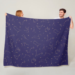 Celestial Gold Star Solareclipse Theme  Fleece Blanket