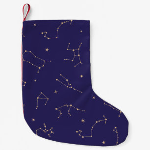 Celestial Gold Star Solareclipse Theme Small Christmas Stocking