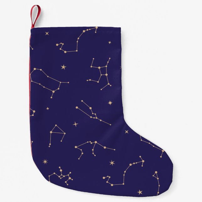 Celestial Gold Star Solareclipse Theme  Small Christmas Stocking (Front)