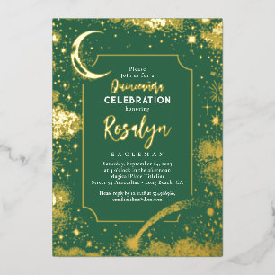 Celestial Gold Stars and Moon Night Quinceanera 
