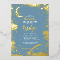 Celestial Gold Stars and Moon Night Quinceanera 
