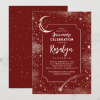 Celestial Gold Stars and Moon Night Quinceanera 