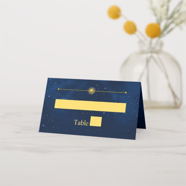 Celestial Gold Stars Midnight Blue Romantic Place Card (Front)