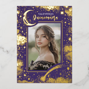 Celestial Gold Stars Moon Night Quinceanera Photo