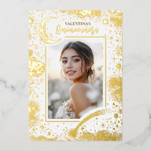 Celestial Gold Stars Moon Night Quinceanera Photo
