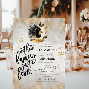 Celestial Gold Stars Moons Flowers Invitation