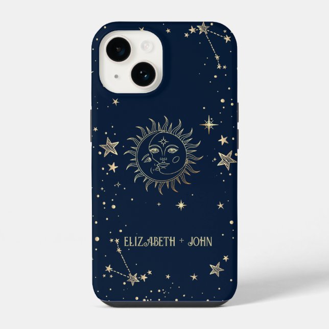 Celestial Gold Sun And Moon  iPhone Case (Back)