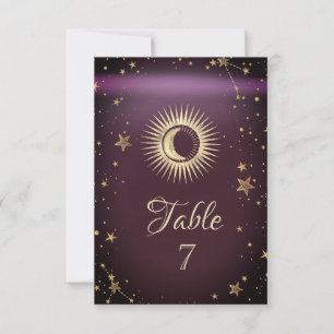 Celestial Gold Sun And Moon Stars Burgundy Invitation