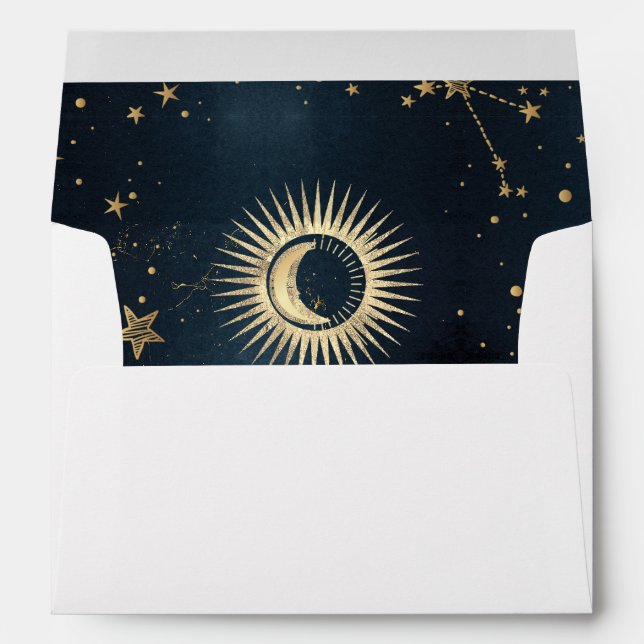 Celestial Gold Sun And Moon Stars Envelope (Back (Bottom))