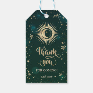 Celestial Gold Sun And Moon Stars Green Gift Tags