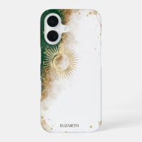 Celestial Gold Sun And Moon Stars Green