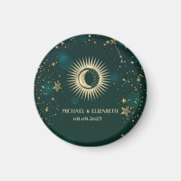 Celestial Gold Sun And Moon Stars Green