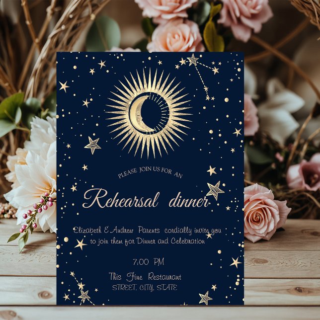 Celestial Gold Sun And Moon Stars  Invitation (Creator Uploaded)