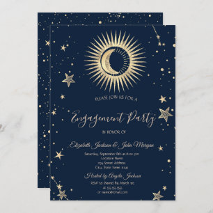 Celestial Gold Sun And Moon Stars Invitation