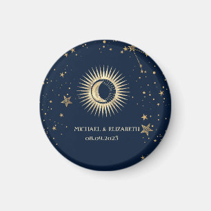 Celestial Gold Sun And Moon Stars Magnet