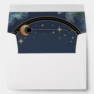Celestial Gold Sun Moon Gold Glitter Envelope