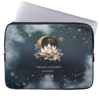 Celestial Gold Sun,Moon,Stars Lotus Night Sky