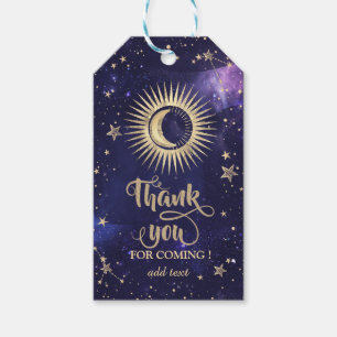Celestial Gold Sun,Moon,Stars Purple Gift Tags