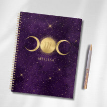 Celestial Gold Triple Moon Purple Monogram