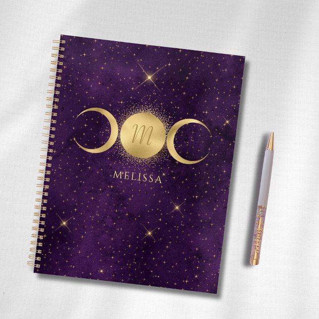 Celestial Gold Triple Moon Purple Monogram Planner (Creator Uploaded)