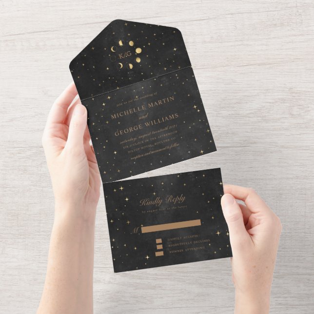 Celestial Gold Wedding (No ENV Needed) All In One Invitation (Tearaway)