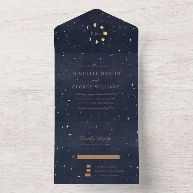 Celestial Gold Wedding (No ENV Needed) All In One Invitation (Inside)