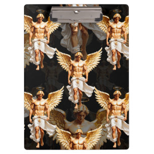 Celestial Golden Angels Pattern Design Clipboard