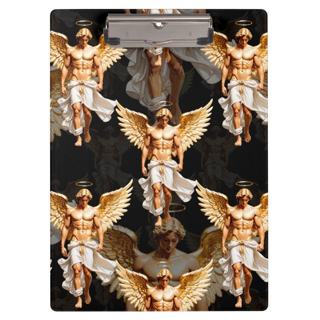Celestial Golden Angels Pattern Design  Clipboard (Front)