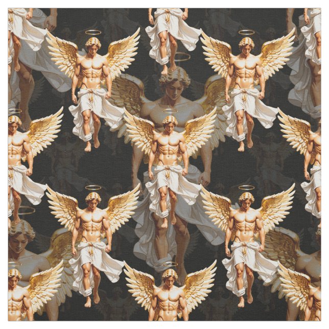 Celestial Golden Angels Pattern Design  Fabric (Swatch)