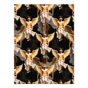 Celestial Golden Angels Pattern Design Photo Print