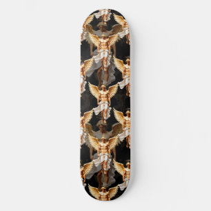Celestial Golden Angels Pattern Design Skateboard