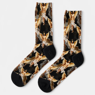 Celestial Golden Angels Pattern Design  Socks
