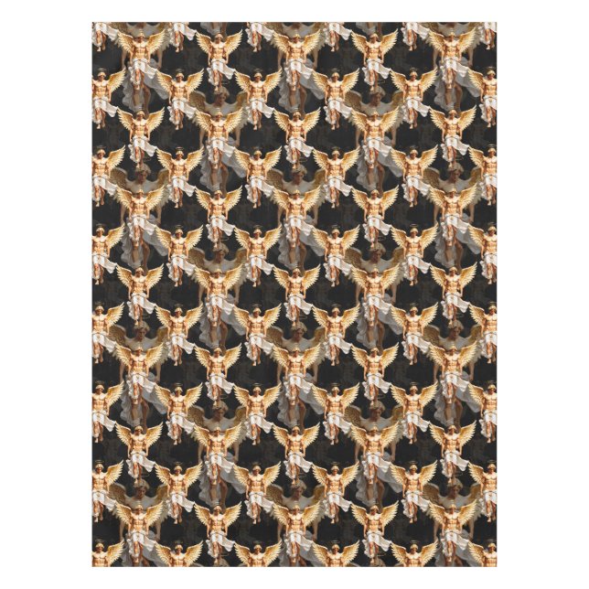 Celestial Golden Angels Pattern Design  Tablecloth (Front)